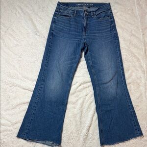 American Eagle Outfitters Women's Low Rise Baggy Flare Blue Jeans